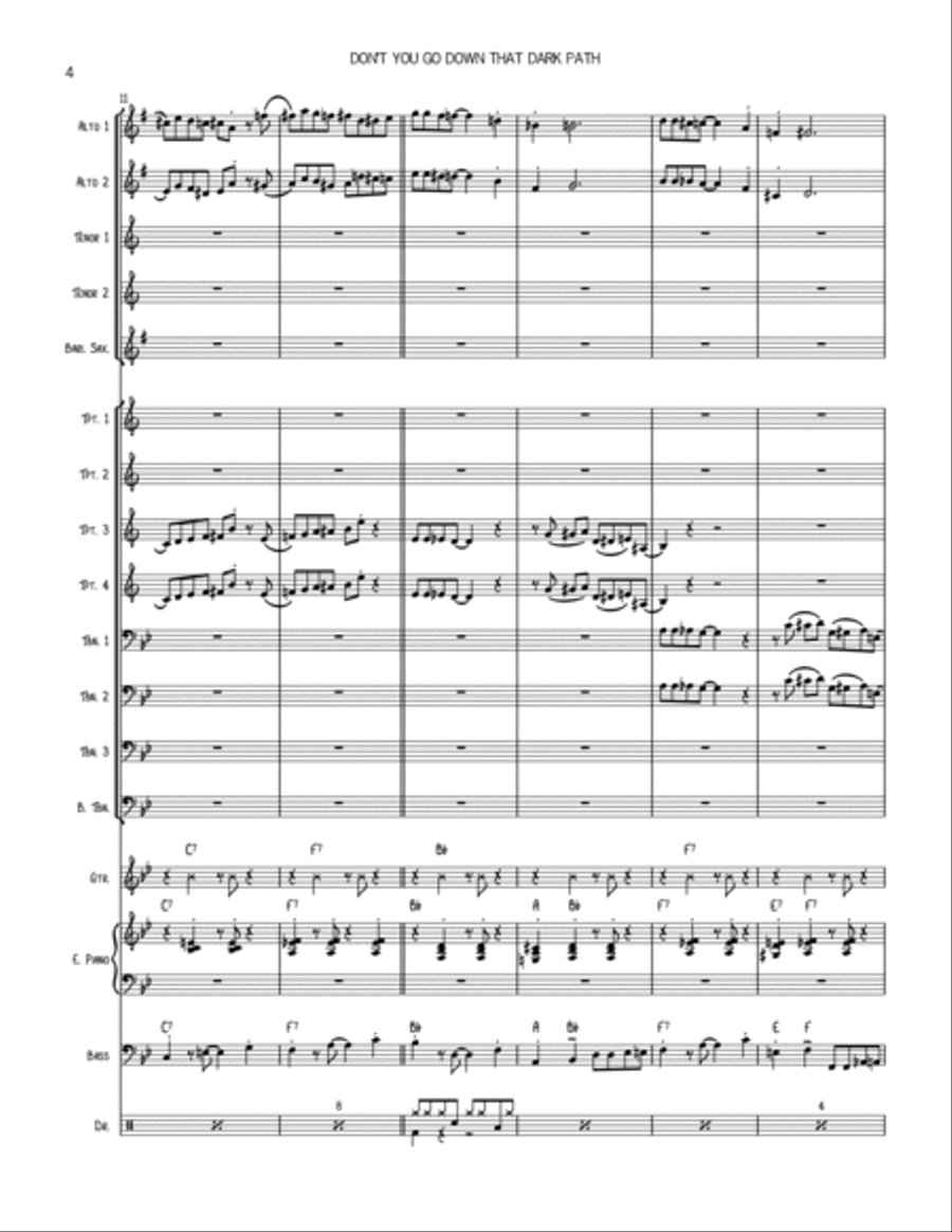 Don't You Go Down That Dark Path Jazz Ensemble scores gallery preview page 4