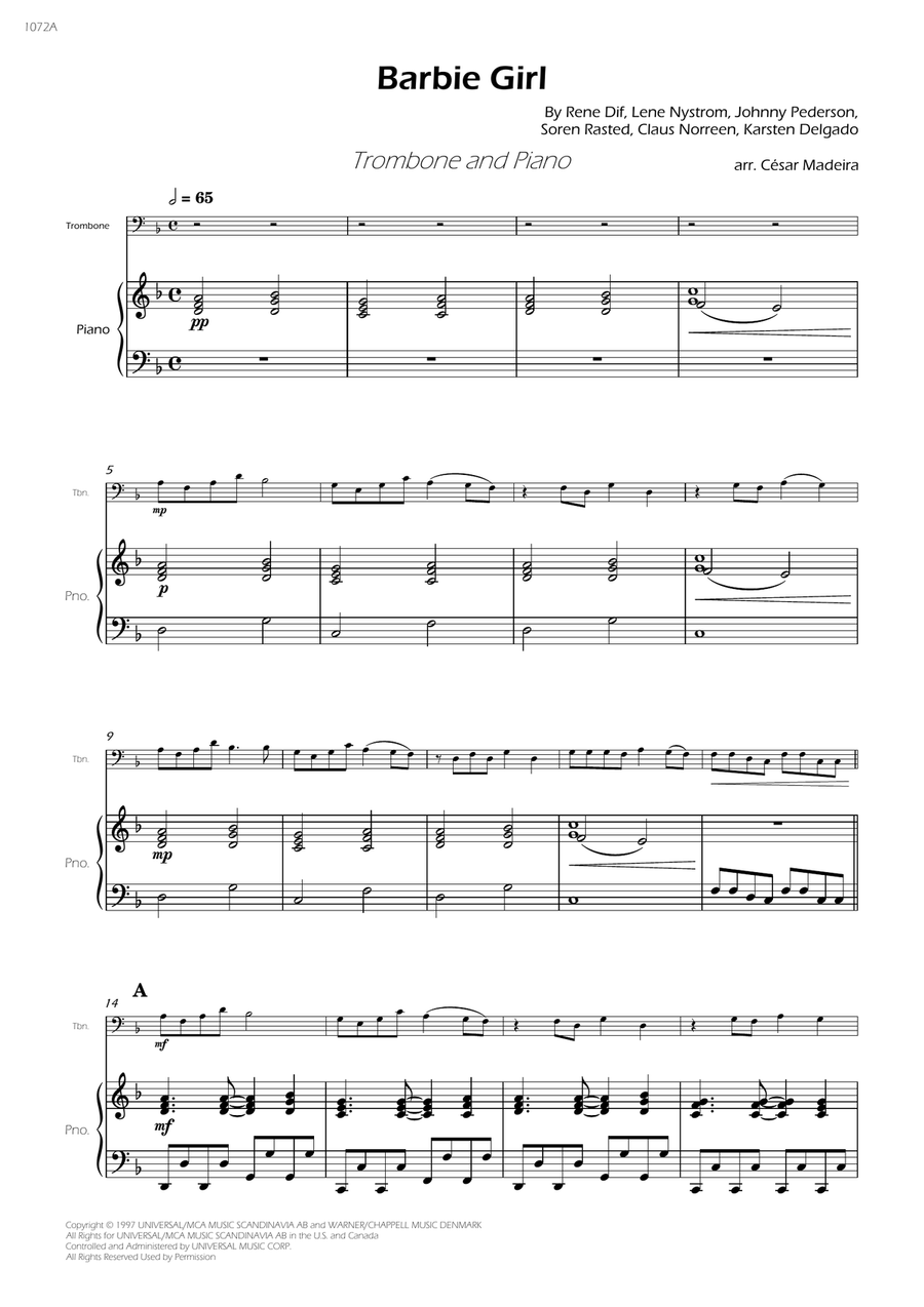 Barbie Girl Piano scores gallery preview page 3