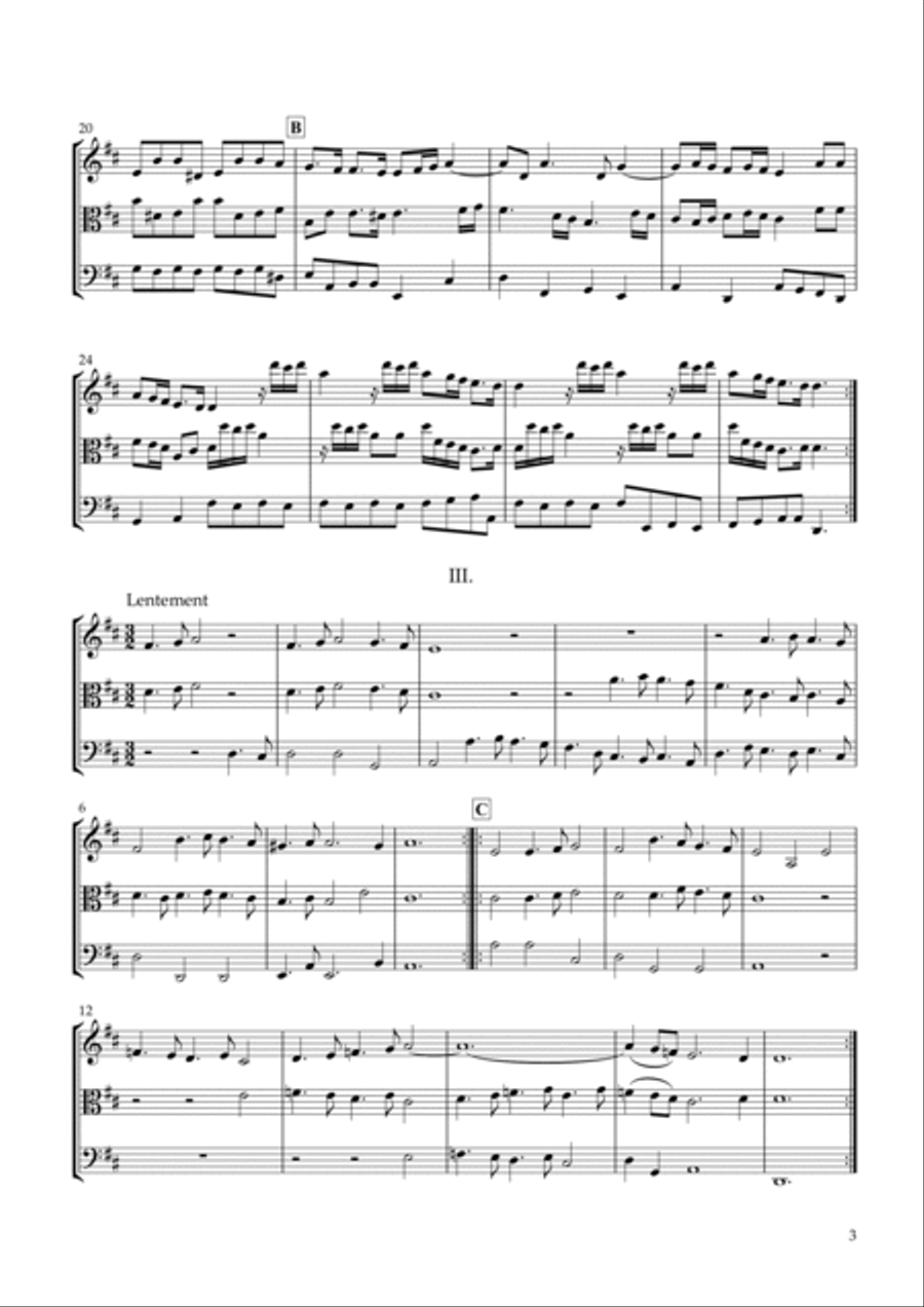 Six Sonatas No.1 for String Trio, Op.7-1 String Trio scores gallery preview page 3