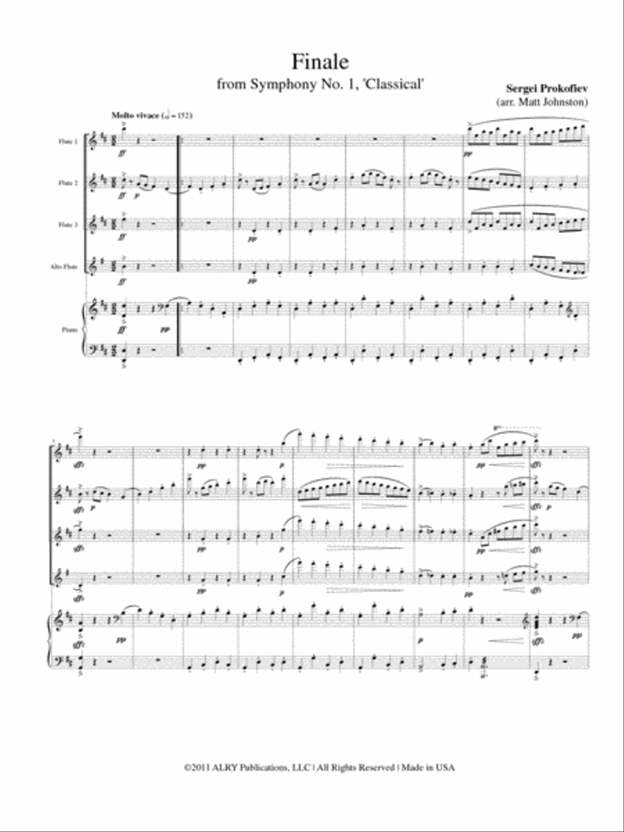 Finale from Symphony No. 1, ‘Classical’ for Flute Quartet and Piano by Sergei Prokofiev Flute - Sheet Music page 2