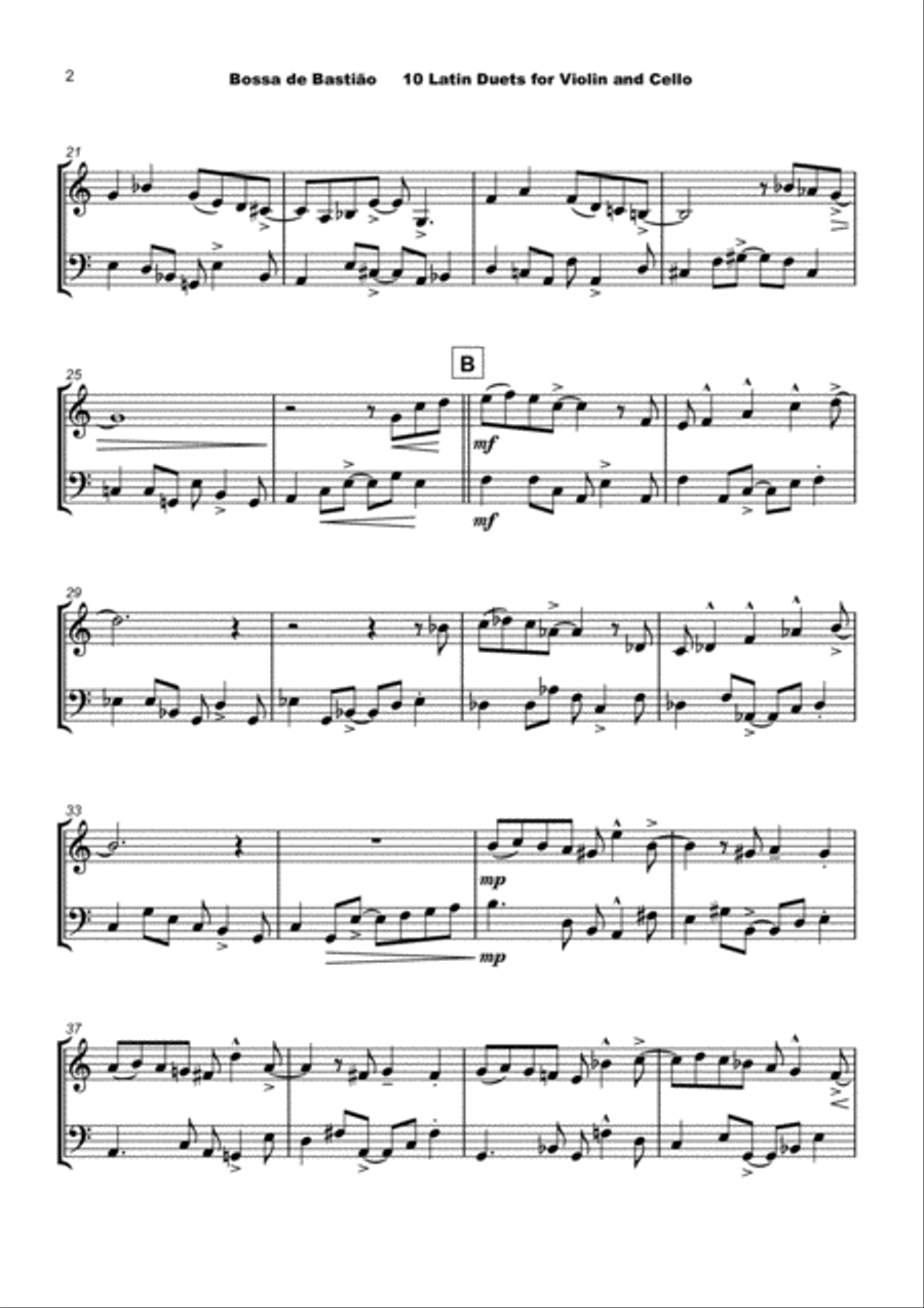 10 Latin Duets, for Violin and Cello String Duet scores gallery preview page 4