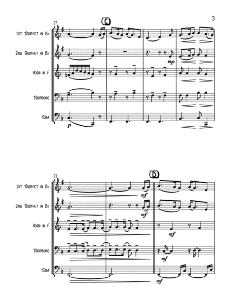 Has Sorrow Thy Young Days Shaded Brass Ensemble scores gallery preview page 3