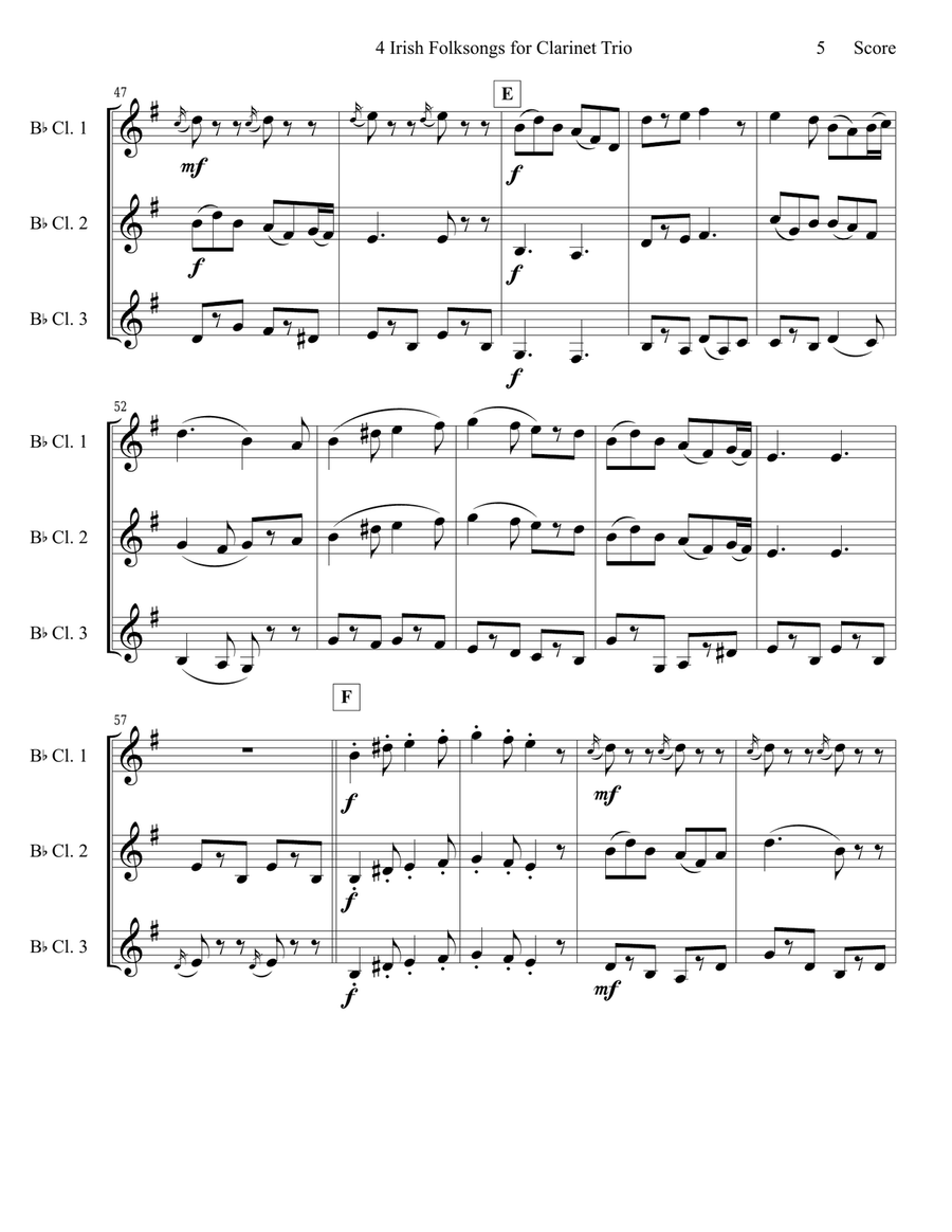 4 Irish Folksongs for Clarinet Trio Clarinet Trio scores gallery preview page 6