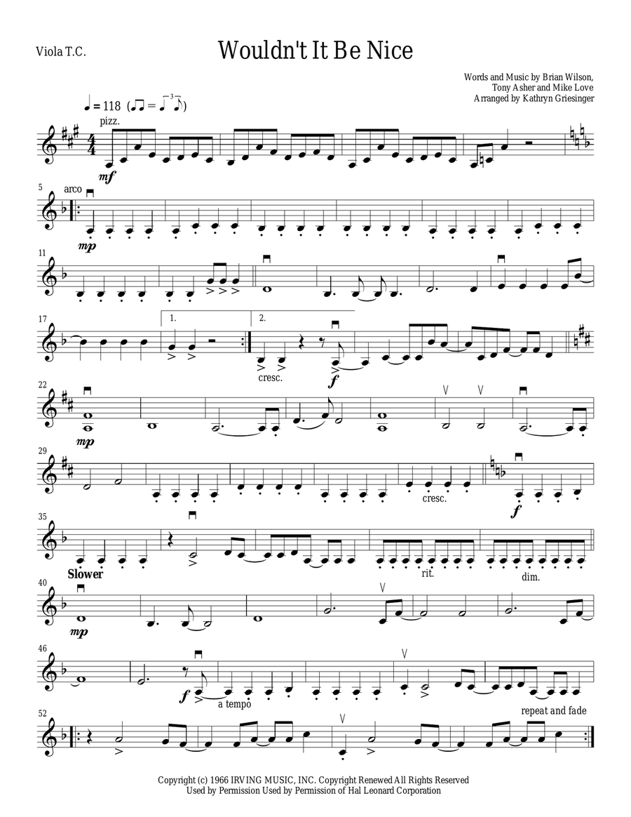 Wouldn't It Be Nice String Quartet scores gallery preview page 4