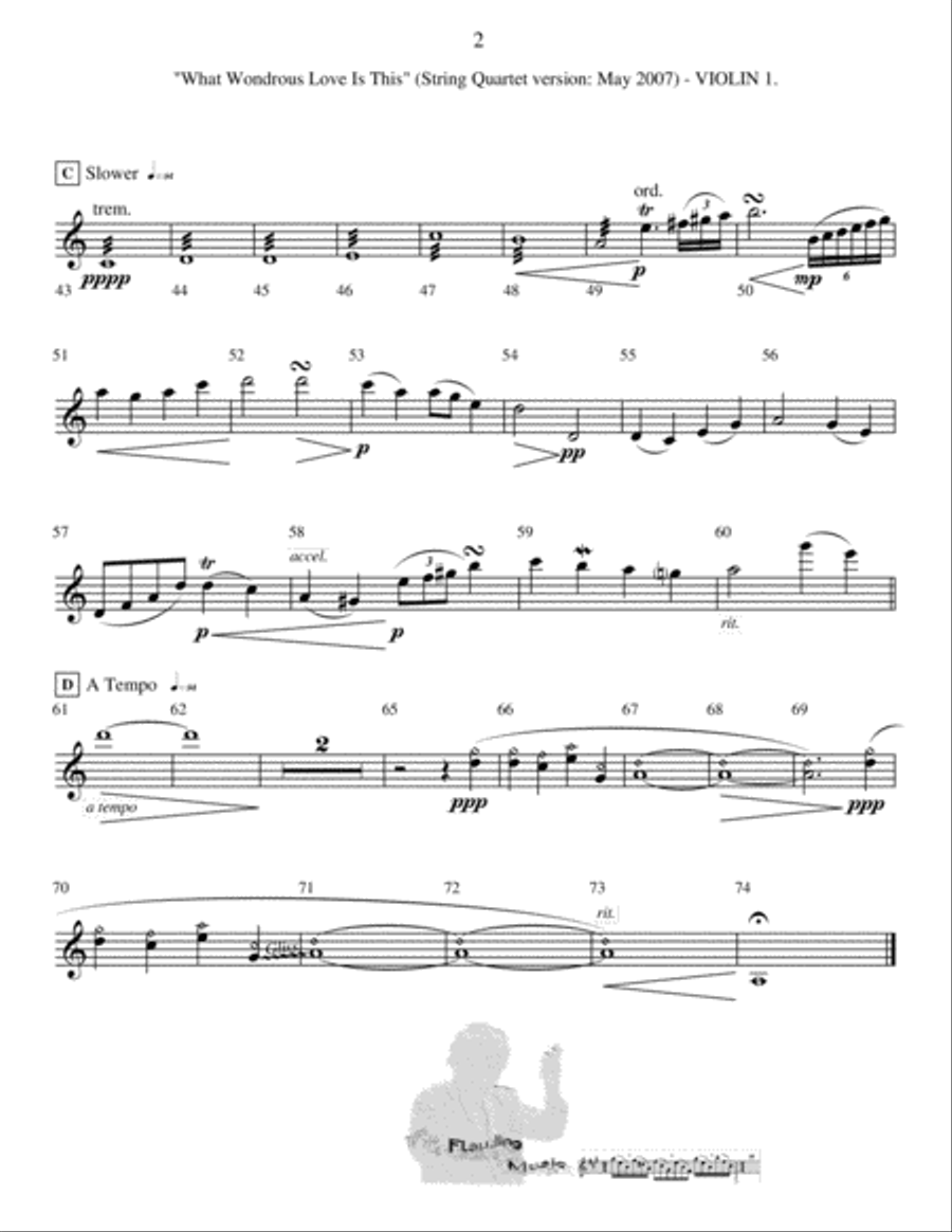 What Wondrous Love Is This (String Quartet) String Quartet scores gallery preview page 6