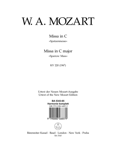 Missa C major, KV 220 (196b) 