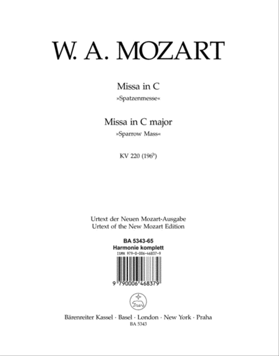 Missa C major, KV 220 (196b) 'Sparrow Mass' Trombone scores gallery preview page 1
