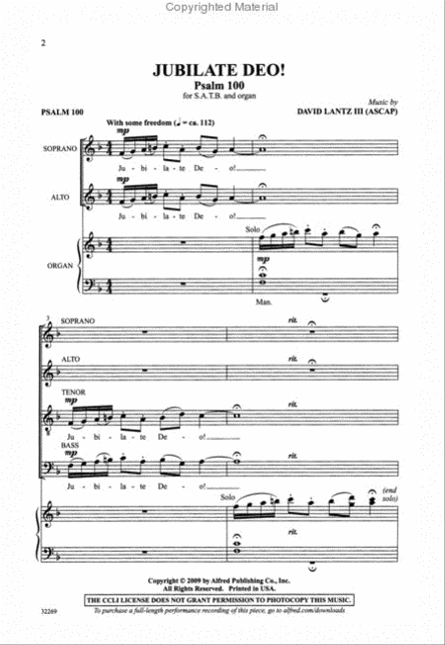 Jubilate Deo 4-Part scores gallery preview page 2