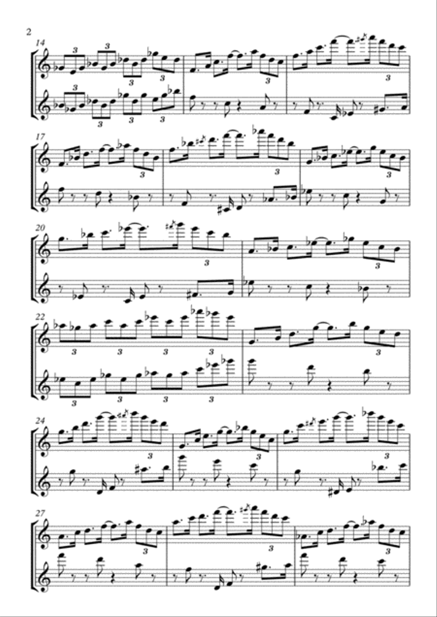 Jazz study in C for two flutes, or two studies for one flutist Flute Duet scores gallery preview page 2