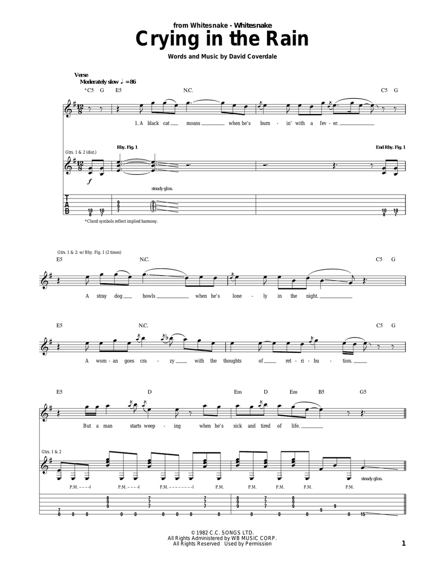 Crying In The Rain Acoustic Guitar scores gallery preview page 1