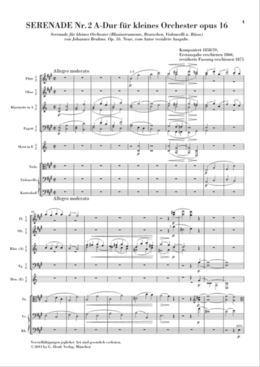 Serenade No. 2 in A Major, Op. 16 Orchestra scores gallery preview page 2