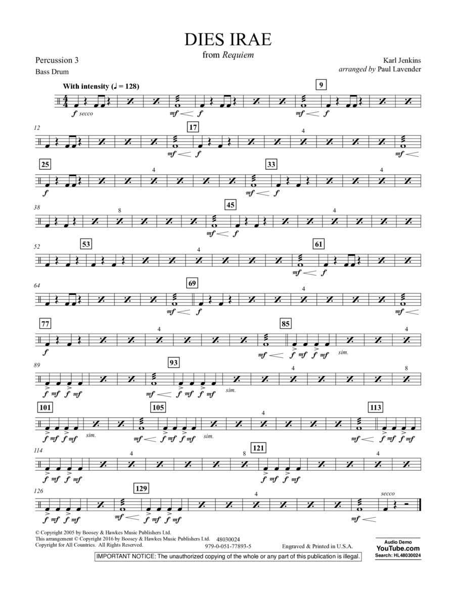 Dies Irae (from Requiem) - Percussion 3 Percussion scores gallery preview page 1