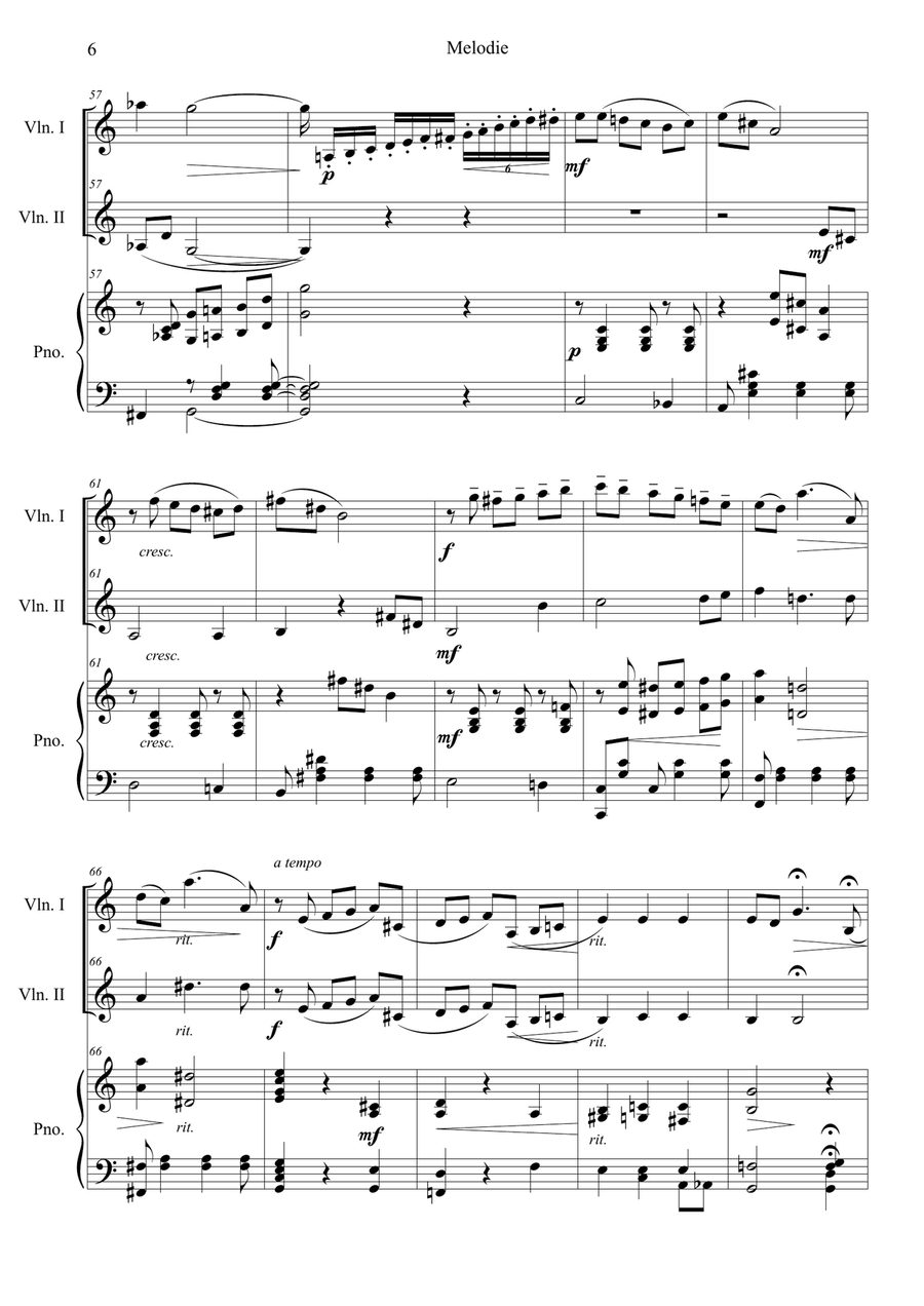 Tchaikovsky: Souvenir d'un lieu cher, Op.42 Melodie (in C) Piano Trio - Digital Sheet Music page 6