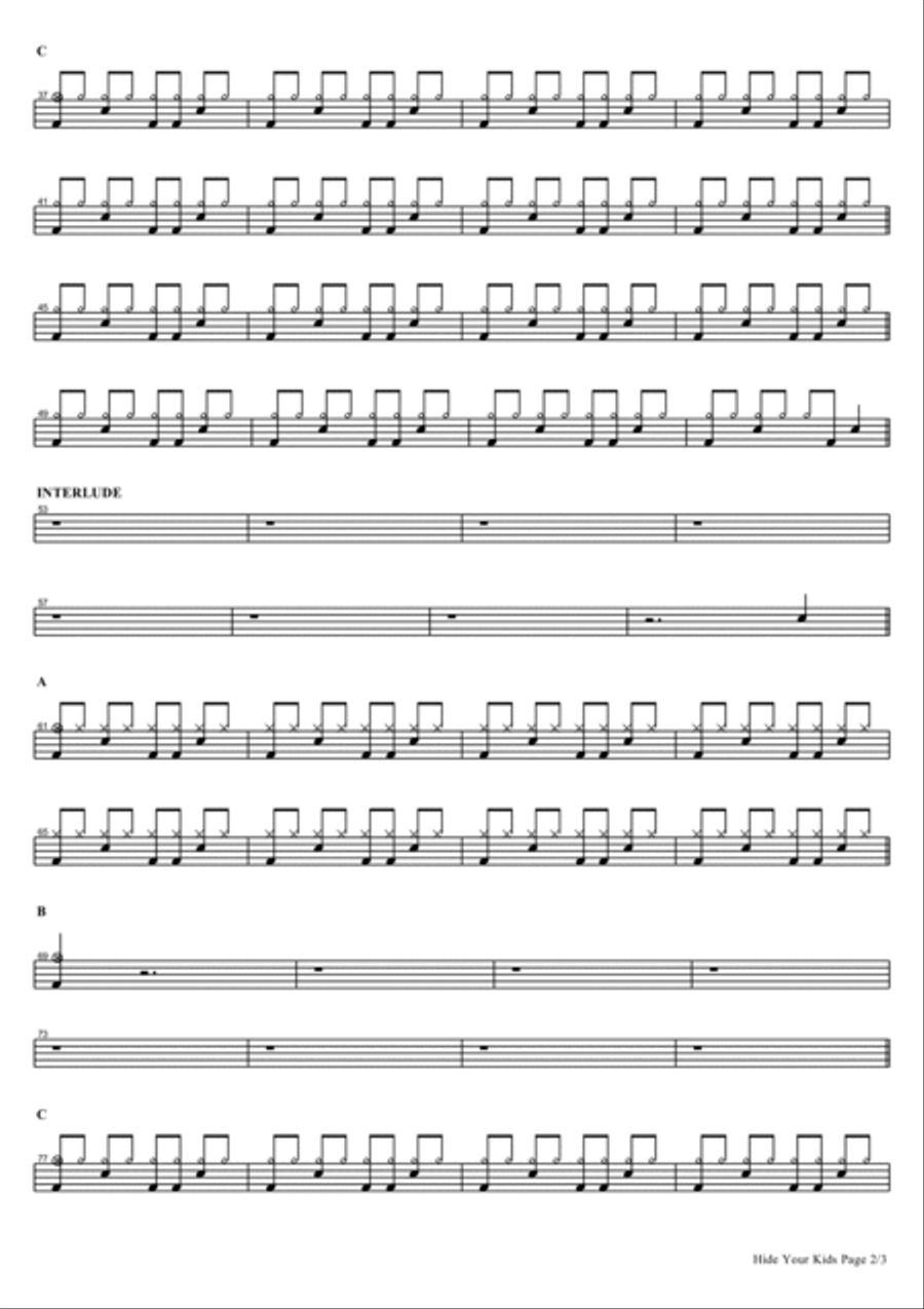 Hide Your Kids Hide Your Kids Drum Set scores gallery preview page 2