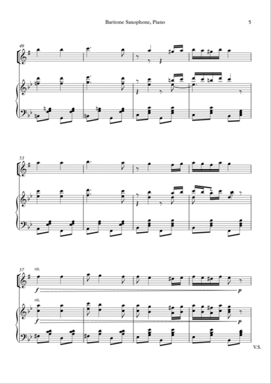 Hungarian Dance No. 5 for Baritone Sax and Piano Woodwind Ensemble scores gallery preview page 5