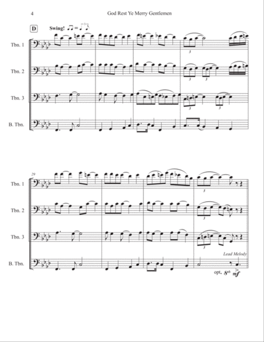 God Rest Ye Merry Gentlemen for Swinging' Trombones (Fmin) Small Ensemble scores gallery preview page 4
