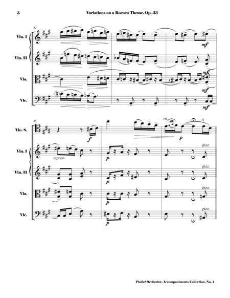 Tchaikowsky - Rococo Variations, Op. 33 ( Accompaniment Reduction for String Quartet) SCORE image number null