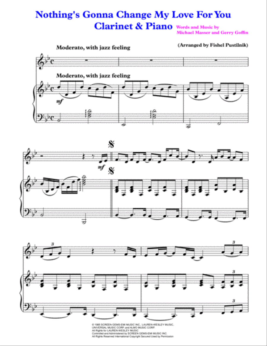 Nothing's Gonna Change My Love For You Clarinet Solo scores gallery preview page 2