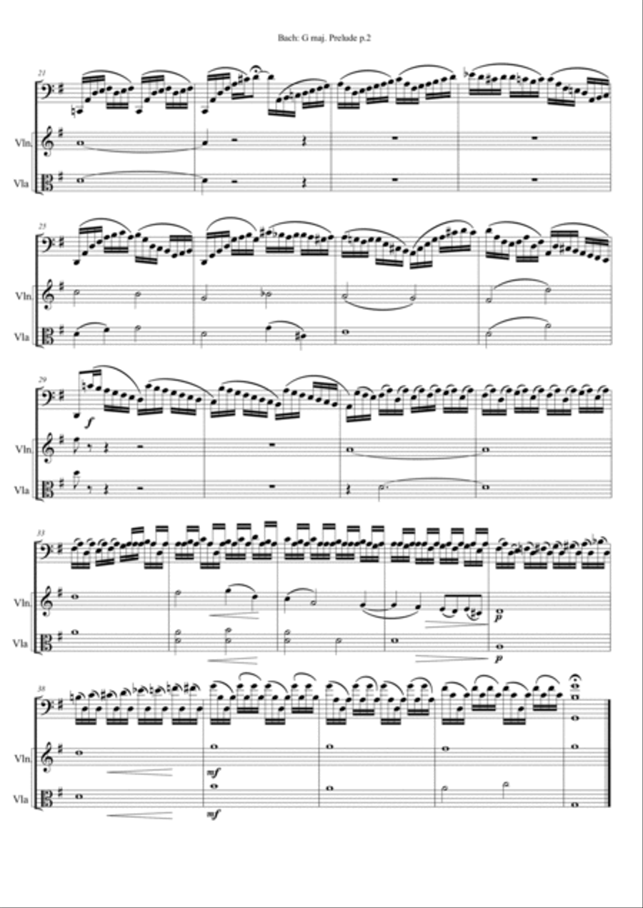 Bach G maj Cello Prelude for String Trio - Melody in Cello String Trio scores gallery preview page 2