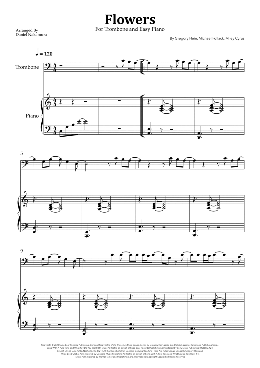 Flowers Flowers Piano scores gallery preview page 1