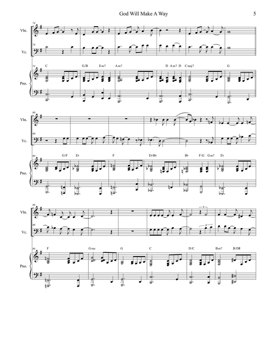 God Will Make A Way Piano Trio scores gallery preview page 5