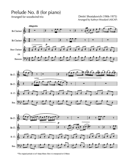 Prelude No. 8 for woodwind trio
