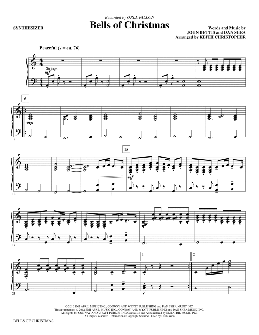 Bells Of Christmas - Synthesizer Choir scores gallery preview page 1