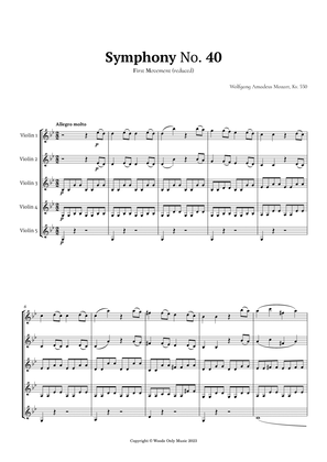 Symphony No. 40 by Mozart for Violin Quintet