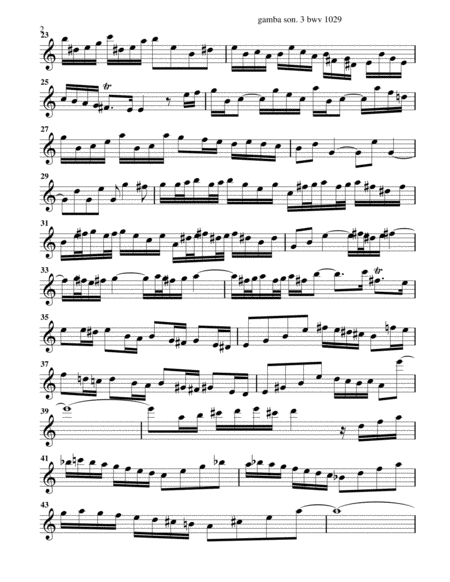 Bach bwv 1029 viola/cello sonata arranged for Treble clef instruments