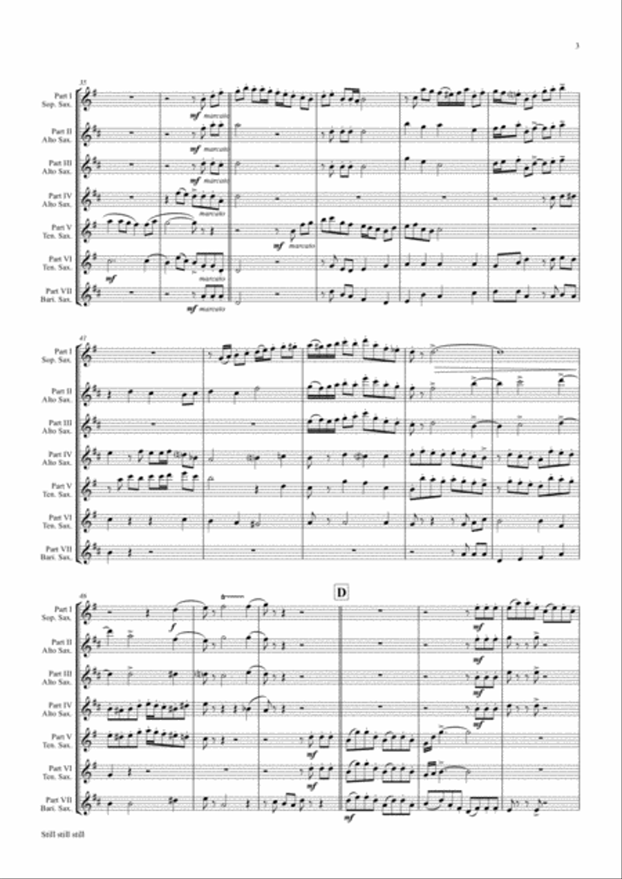 Still Still Still - Christmas song - 7 Parts - Saxophone Ensemble Woodwind Ensemble scores gallery preview page 3