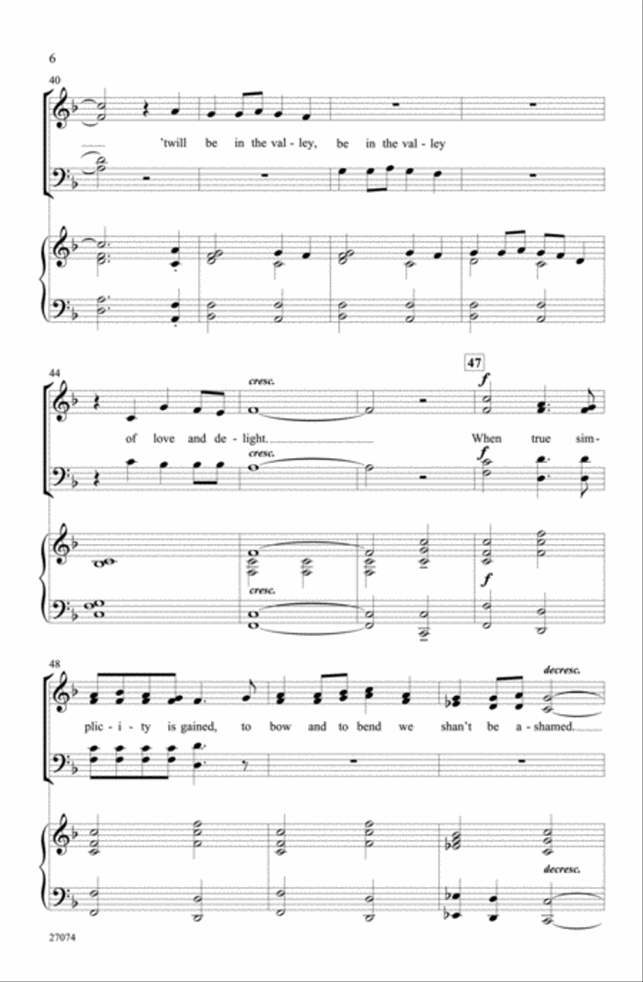 Simple Gifts 4-Part scores gallery preview page 5