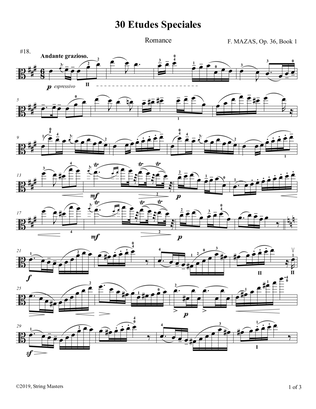 Mazas, Etudes for Viola Op 36, Book 1, No.18