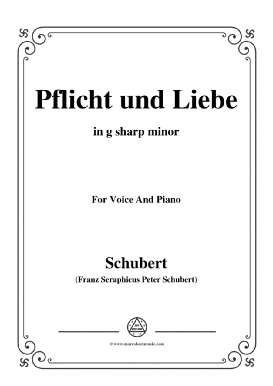 Schubert-Pflicht und Liebe,in g sharp minor,for Voice and Piano Voice Solo scores gallery preview page 1