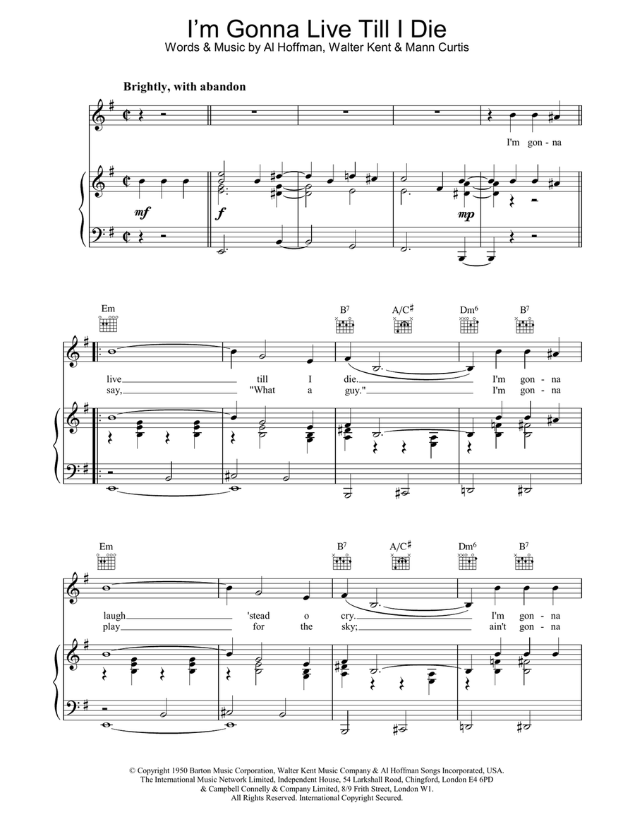 I'm Gonna Live Till I Die Acoustic Guitar scores gallery preview page 1
