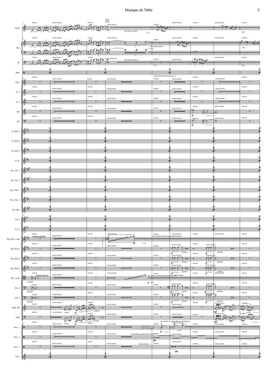 Musique de Table (Tafelmusik), for jazz quartet & wind band - score