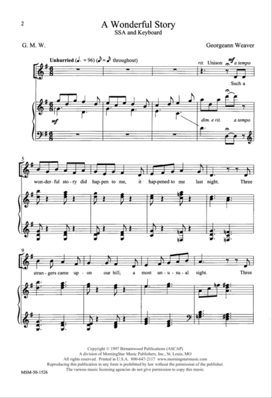 A Wonderful Story SSA scores gallery preview page 2