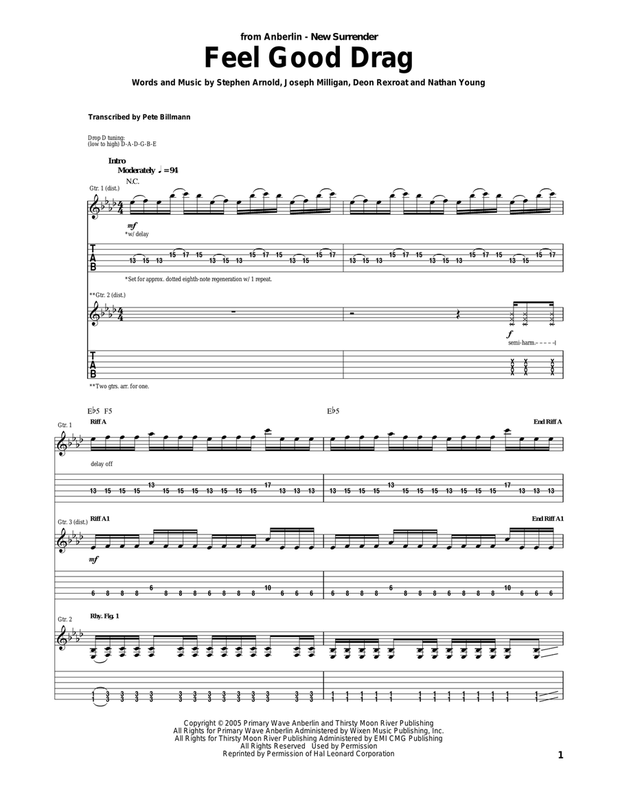 Feel Good Drag Acoustic Guitar scores gallery preview page 1