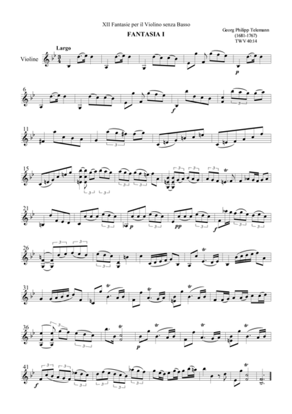 Telemann - 12 Fantasias for Violin solo
