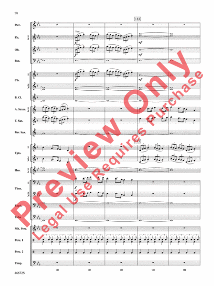 Variants on an English Sea Song Concert Band scores gallery preview page 29