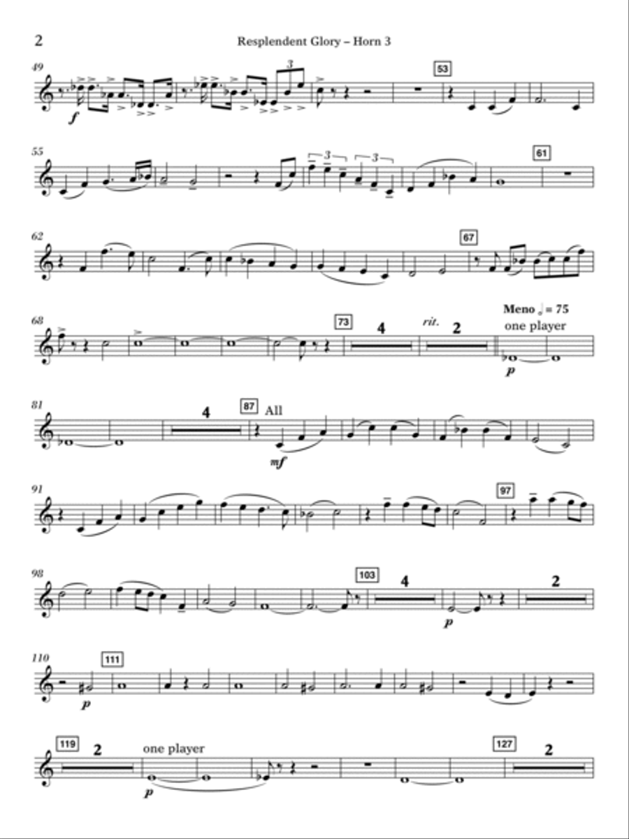 Resplendent Glory - Horn 3 in F Concert Band scores gallery preview page 2