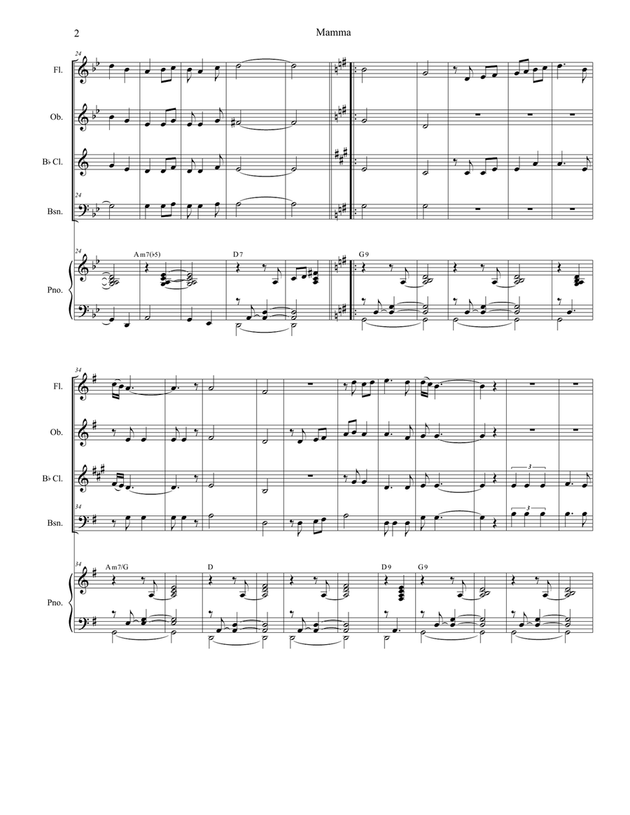 Mama (mamma) Woodwind Quartet scores gallery preview page 2