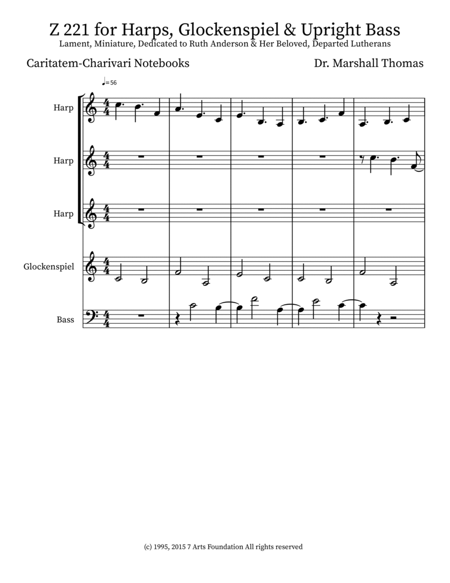 Z 221 for Harps, Glockenspiel & Upright Bass Double Bass scores gallery preview page 1