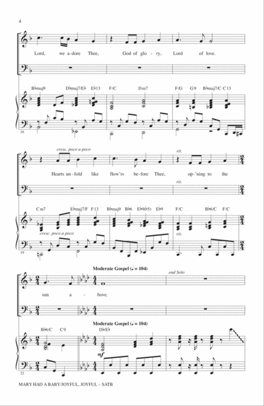 Mary Had A Baby / Joyful, Joyful 4-Part scores gallery preview page 3