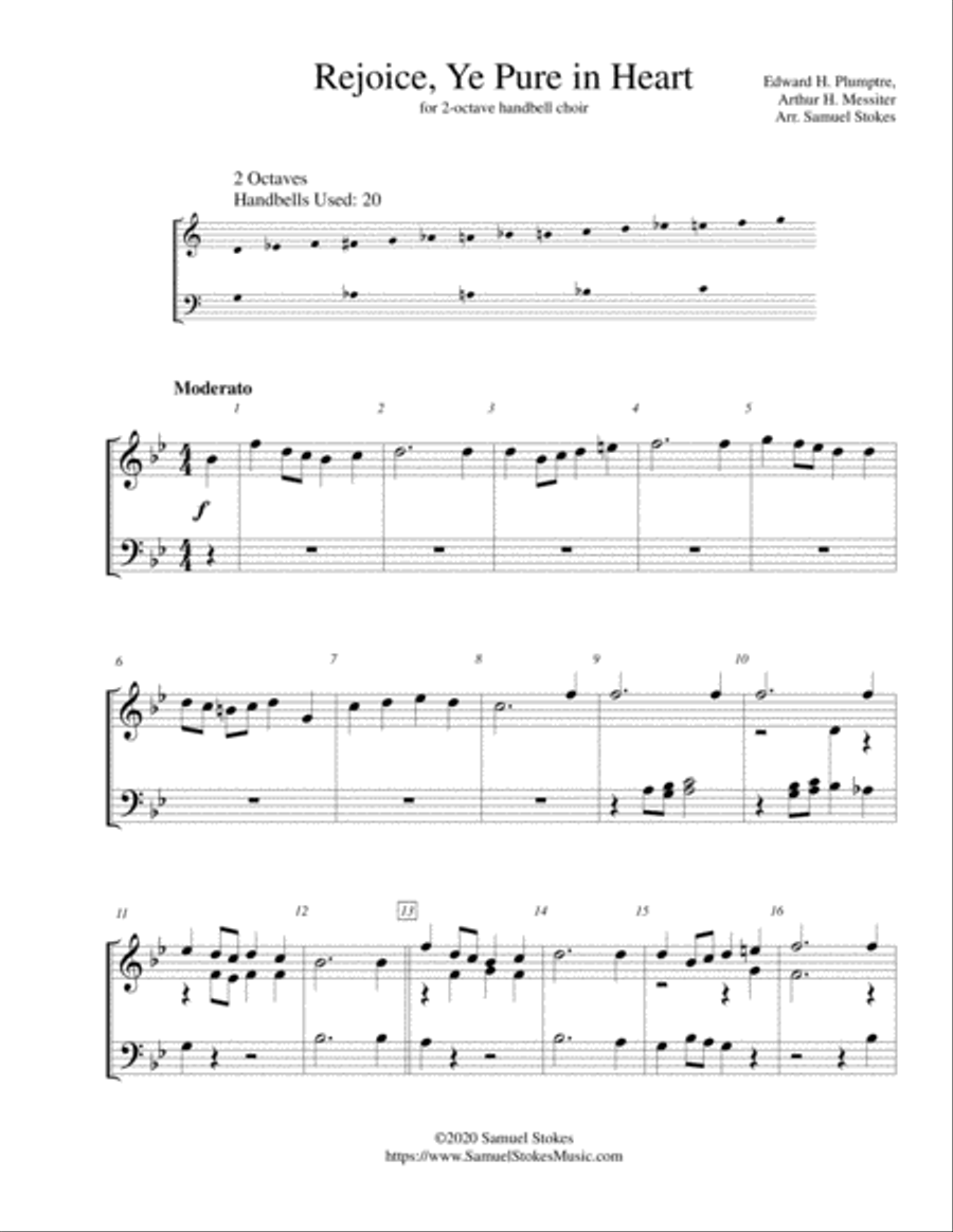 Rejoice, Ye Pure in Heart (Rejoice, O Pilgrim Throng) - for 2-octave handbell choir 2-Octaves scores gallery preview page 1