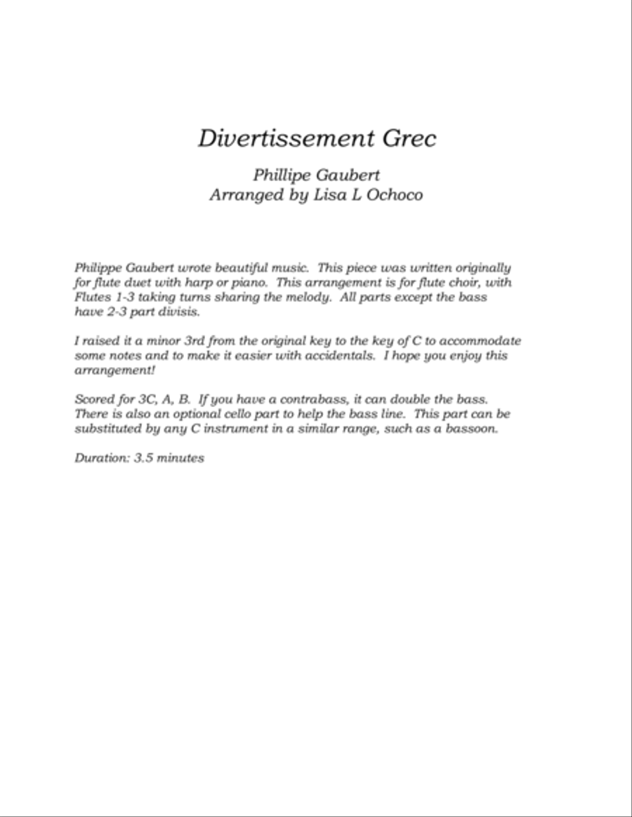 Divertissement Grec for Flute Choir Flute Choir scores gallery preview page 4