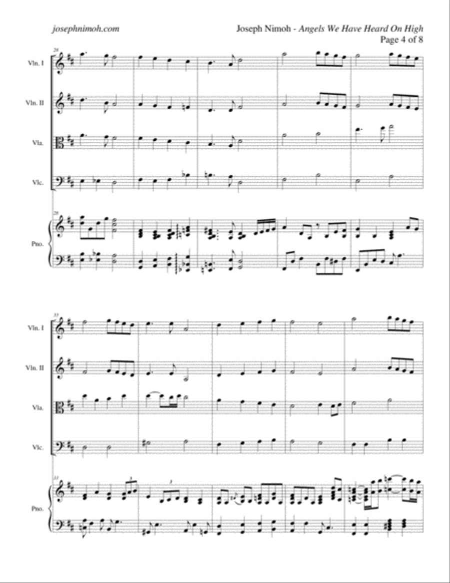 Angels We Have Heard On High - Score Piano Quintet scores gallery preview page 4