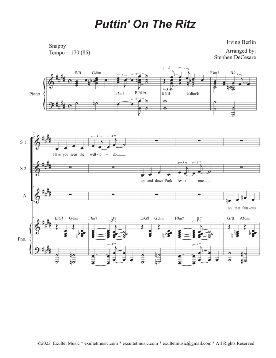 Puttin' On The Ritz (Vocal Trio - (SSA) SSA scores gallery preview page 1