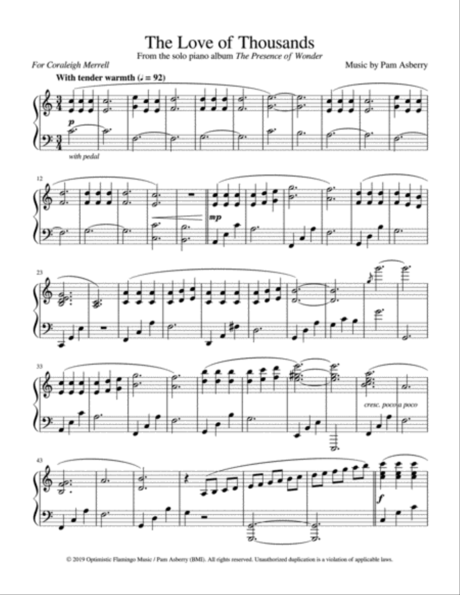 The Love of Thousands Piano Solo scores gallery preview page 1