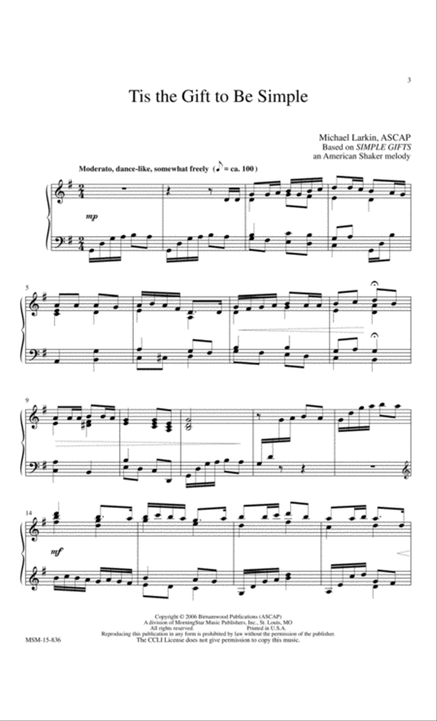 Simple Gifts Piano Solo scores gallery preview page 8
