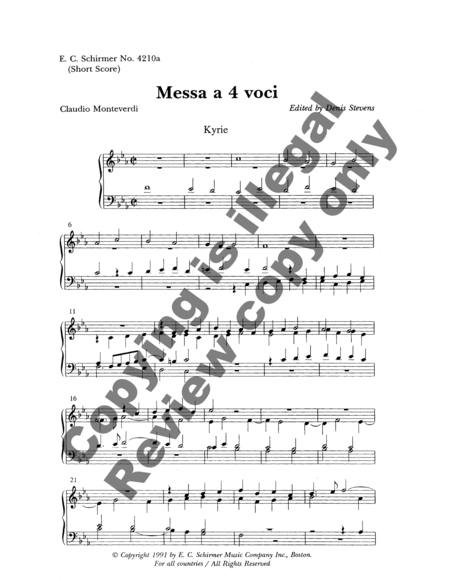 Messa a 4 voci (Keyboard/Instrumental Part)